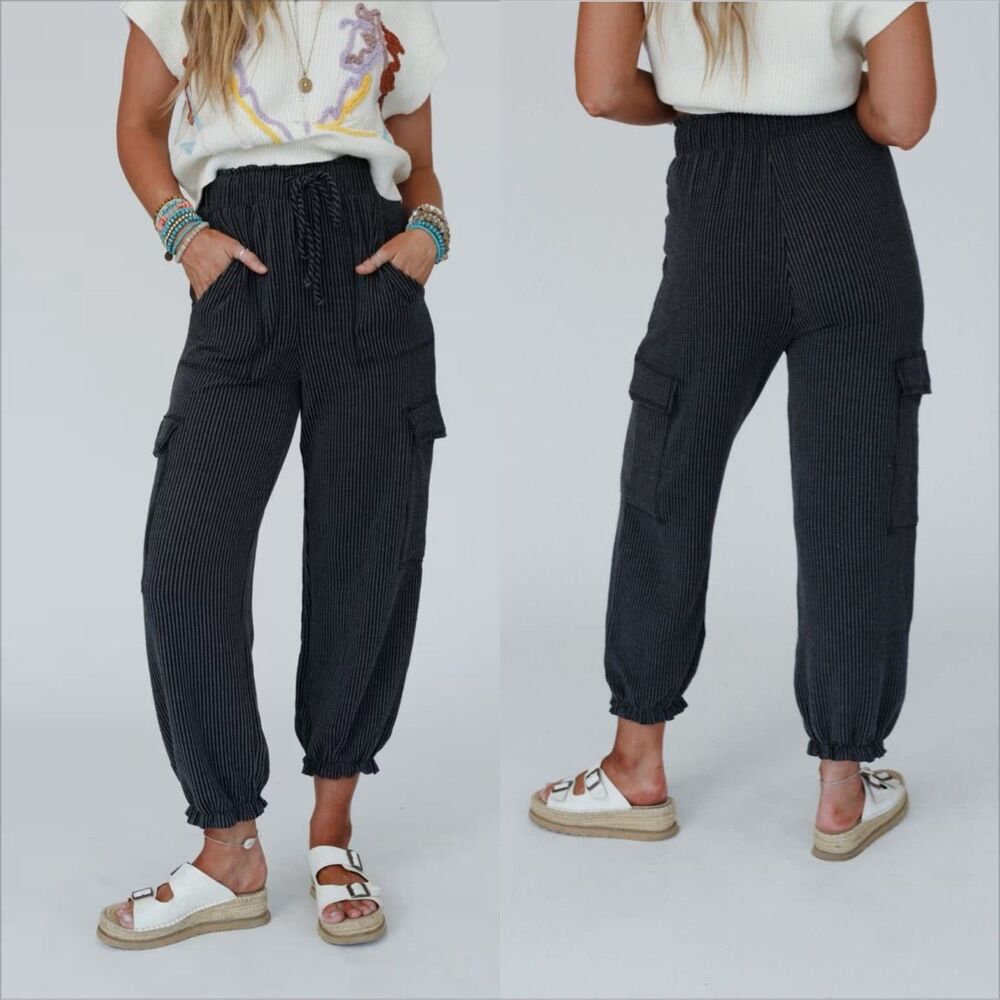 Three Bird Nest The Nest So Laid Back Textured Drawsting Pants Size Large